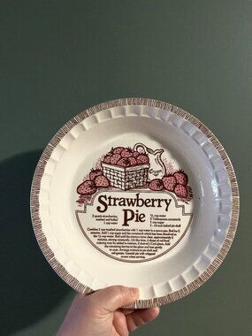 Jeannette Stoneware Strawberry Pie Recipe Plate Vintage Ceramic by Royal China